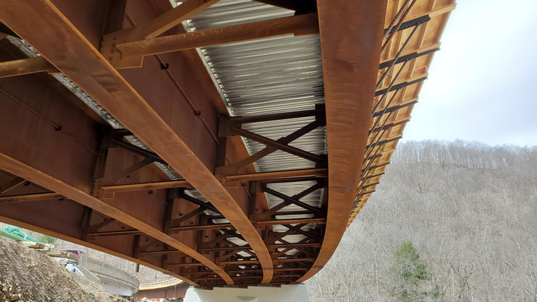 closeup view of underside of bridge