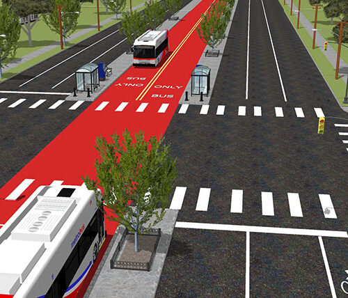 Transit bus route rendering