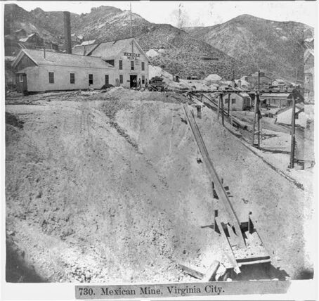 Black and white photo of a mining operation