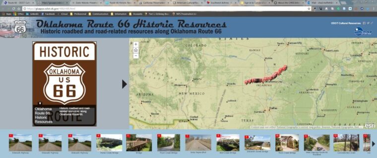 Screen shot of ODOT’s online story map of Route 66