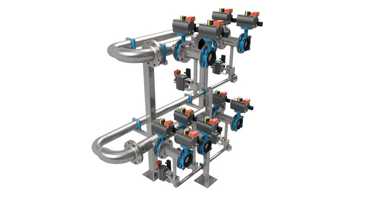 rendering of the valve manifolds